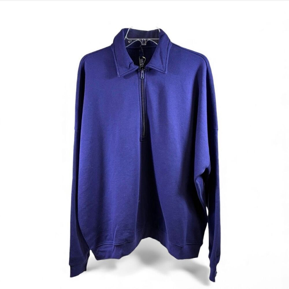 SKIMS NWT Cotton Fleece Oversized Half Zip Pullover in Concord Size L
